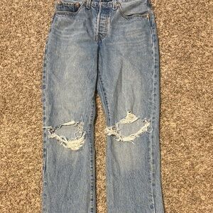 Levi's Light Blue Ripped Boyfriend Jeans